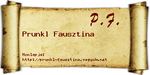 Prunkl Fausztina névjegykártya